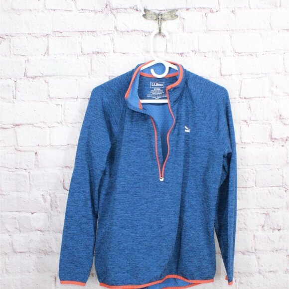 LL Bean Adventure Grid Fleece Quarter Zip Pullover Collegiate Blue M - Picture 3 of 10